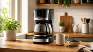 Beginner drip coffee maker setup on a kitchen counter